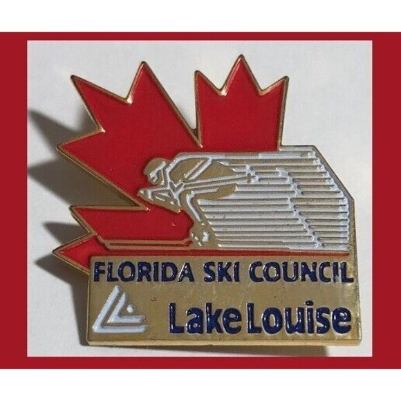 Lake Louise ,Florida Ski Council Pin Souvenir,Travel Banff Canada Ski Badge,Pin - Picture 1 of 2